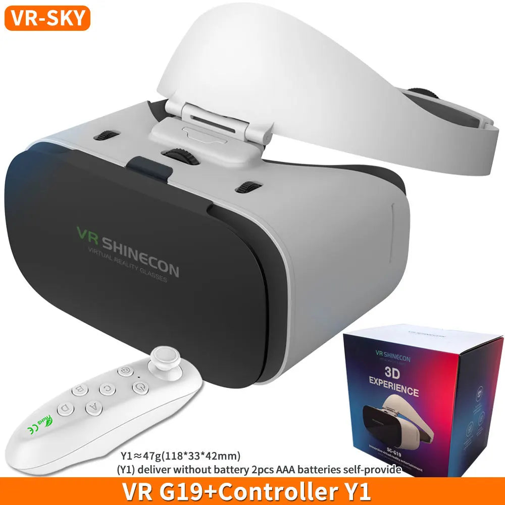 VR Headset for Smartphone 3D Experience - Adjustable G19 Model G19 with Y1 white CN Tidesmit