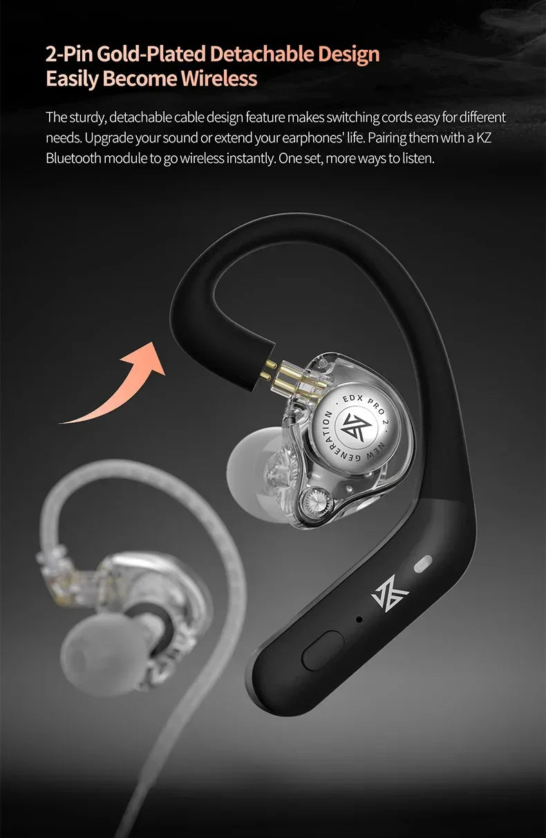 KZ EDX Pro 2 Hi-Fi Wired Earphones Dynamic Dual Drivers | Tidesmit Tidesmit