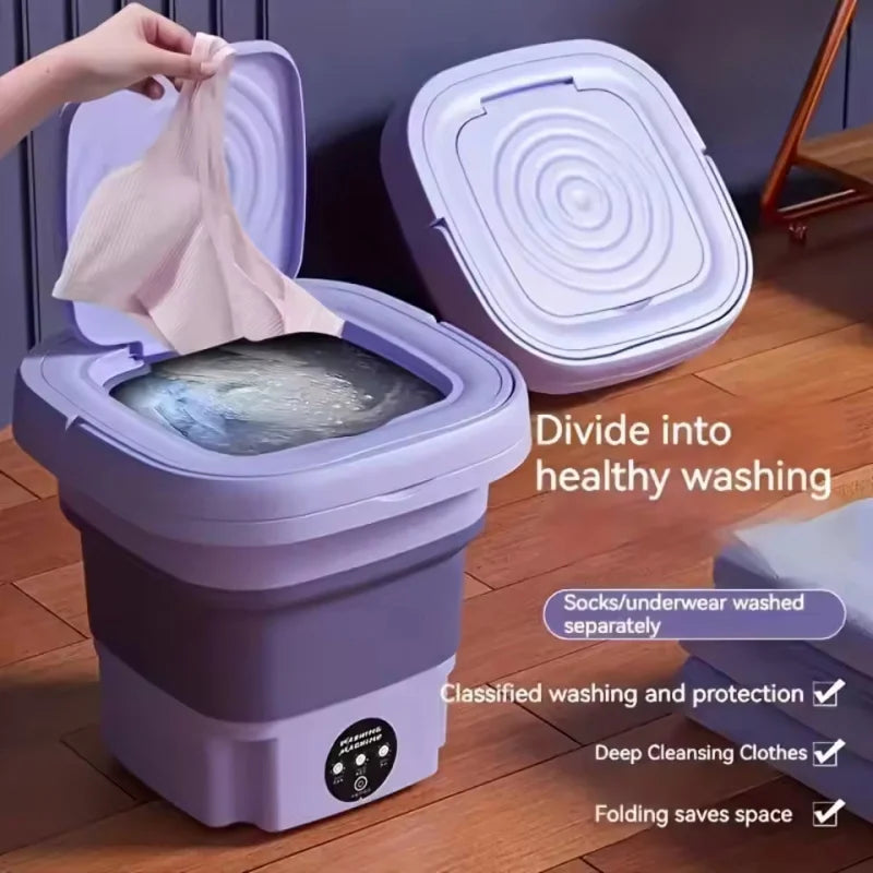 Tidesmit portable foldable washing machine with spin dryer for socks and underwear, front hero view