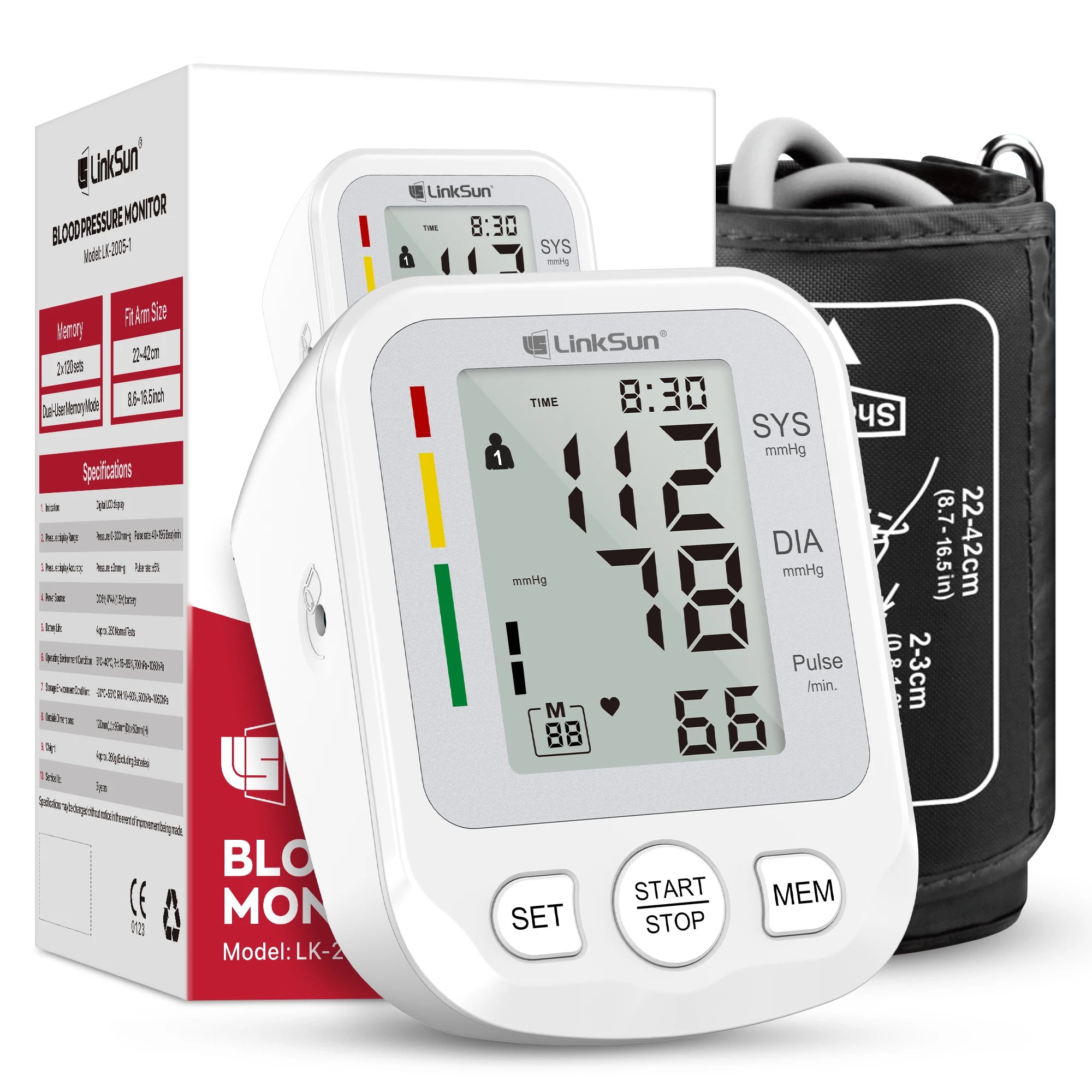 LinkSun 2005-1 Blood Pressure Monitor Tensiometer 22-42cm Upper Arm Blood Pressure Checker Digital BP Machine Heart Rate Monitor