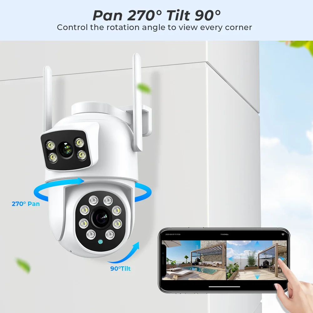BESDER 4K 8MP Wifi Camera PTZ Outdoor Dual Screen Human Detection Dual Lenses 10MP Security Protection IP Camera Audio O-Kam Pro