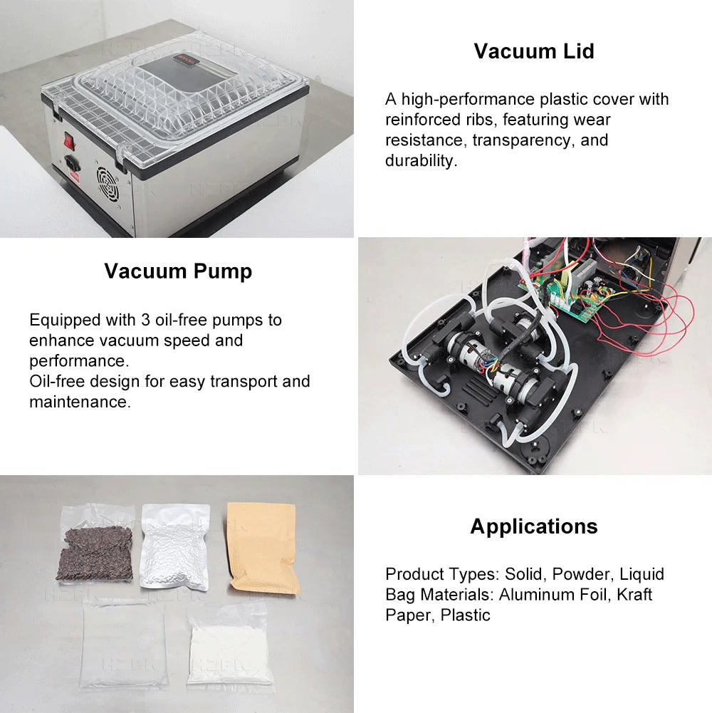 HAIZHOU Commercial Vacuum Sealer Machine Automatic Chamber Food Packaging Machine Desktop Stainless Steel Sealer for Meat Fruit