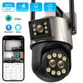 9MP 4.5K Three Lens WIfi  IP Camera Outdoor 8X Zoom Dual Screens AI Human Detect Auto Tracking  Home Security CCTV Surveillance