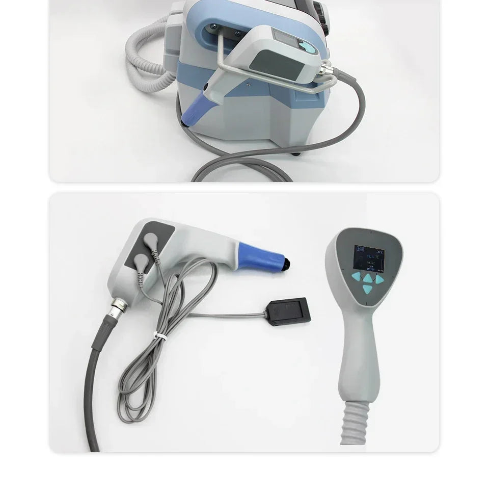 Ultra 360 body contouring machine with grey and blue handheld applicators for skin tightening and cellulite reduction.