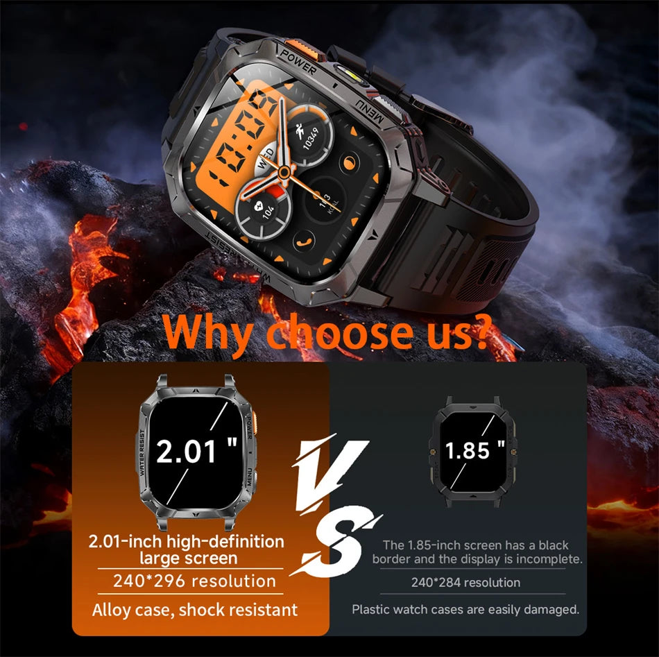 2026 New Hot flashlight Men Smartwatch Compass 1400 mAh BT call GPS fitness IP68 Waterproof Fashion Smartwatch For holiday Gifts