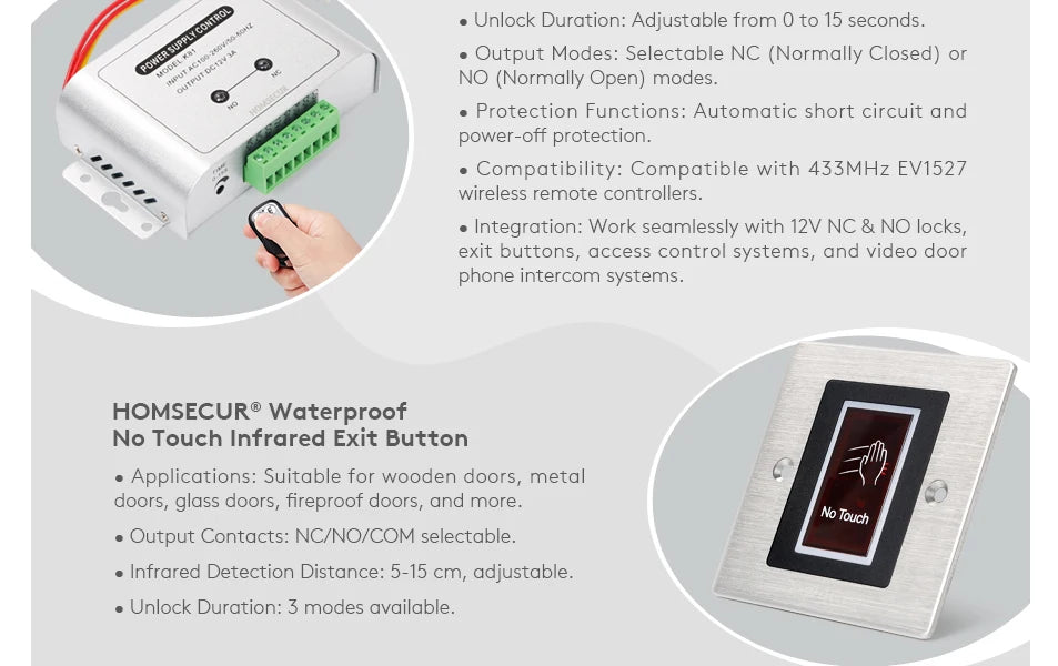 Tuya WiFi 10" Video Doorphone, With DC12V Fail Safe NC Lock, 1080P Doorbell Camera, IP65 Waterproof