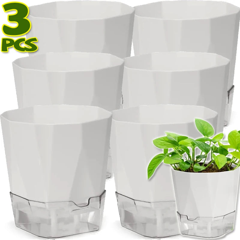 1/3PCS Self Watering Plants Pots Preventing Plant Drought Plastic Flowerpot with Injection Hole Indoor Outdoor Garden Supplies