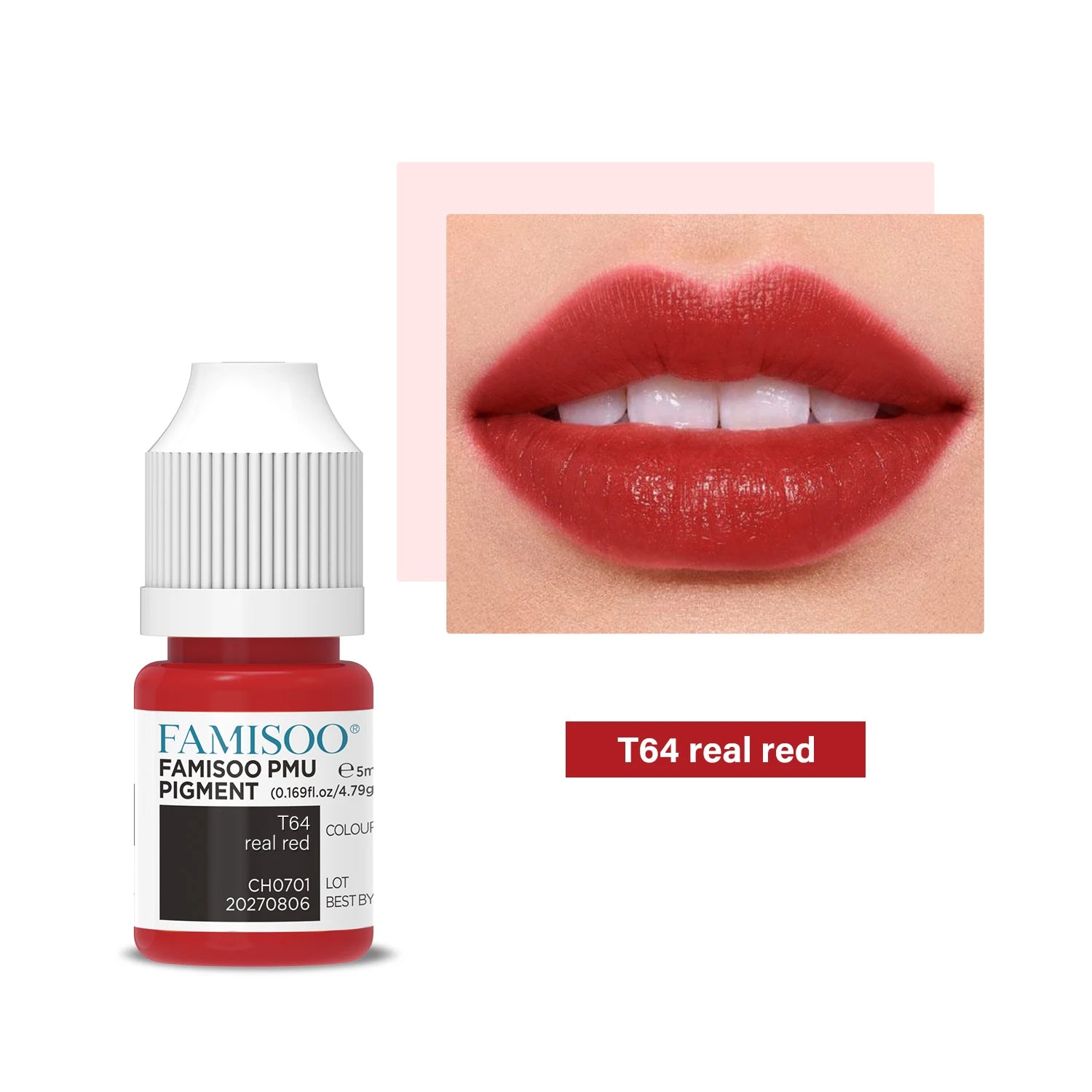 Permanent Makeup Pigment 5ml | Professional PMU Lip & Brow Ink Permanent Makeup Machines T64 Real red China Mainland Tidesmit