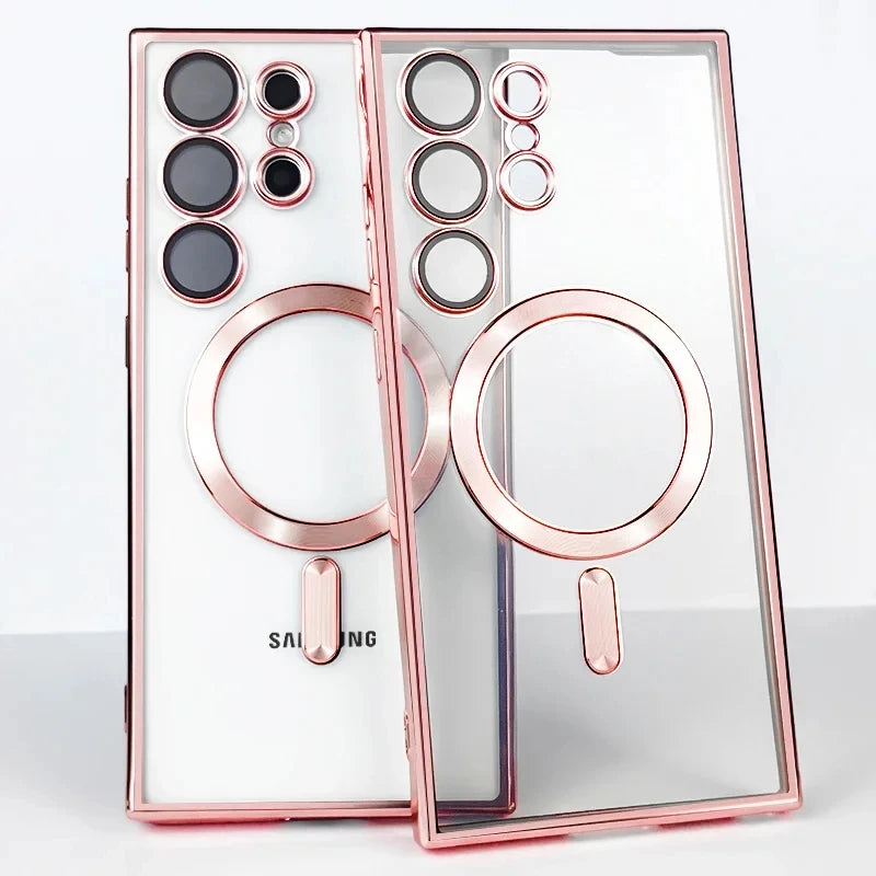 Magnetic Wireless Charging Phone Case for Samsung Galaxy S25 Ultra Series Pink Tidesmit