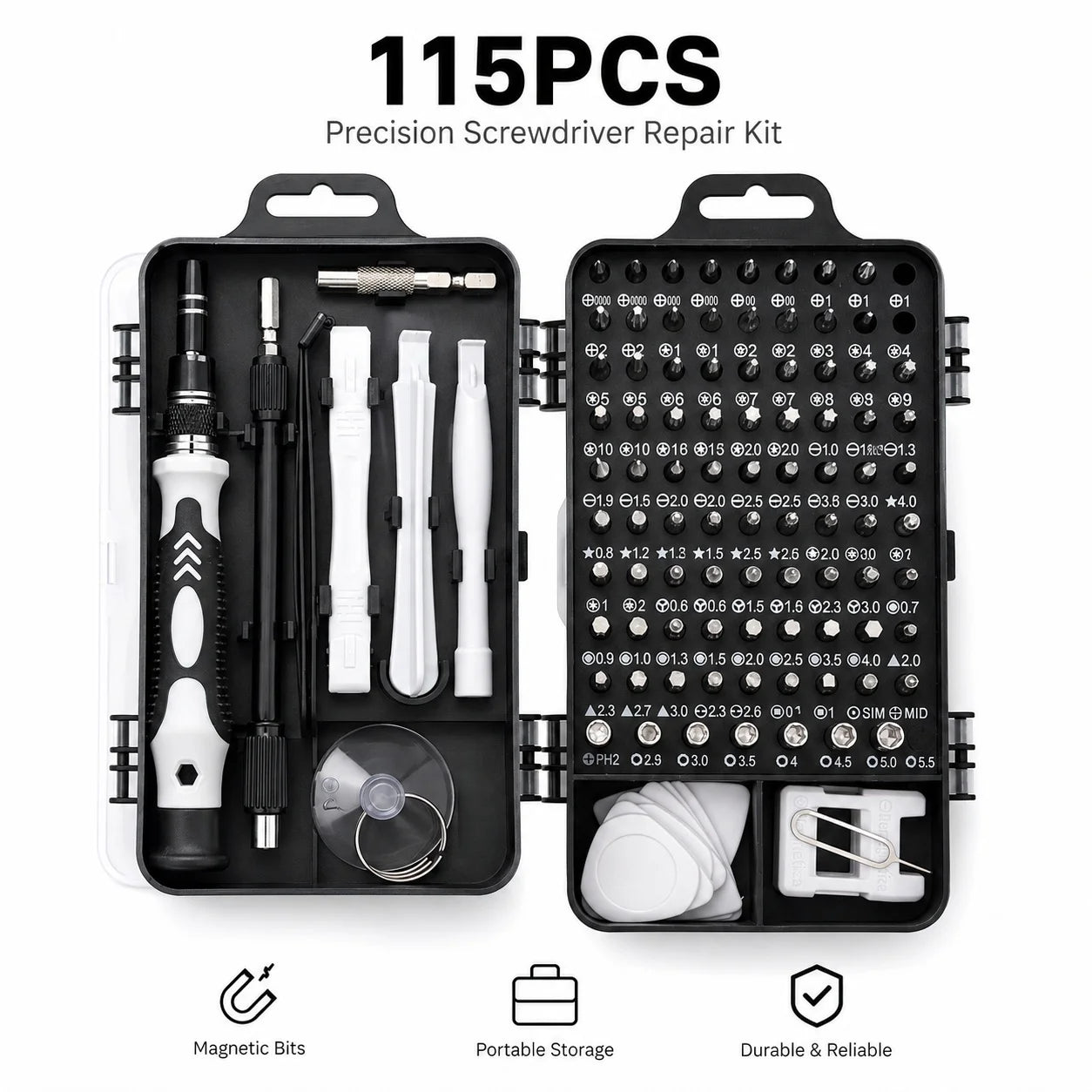 115 In 1 Precision Magnetic Screwdriver Set Electronics Repair Tool Kit For Phone Laptop Game Console Watch
