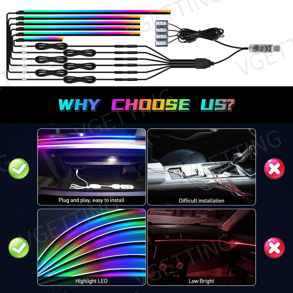 Tesla Interior LED Ambient Lights 10-in-1 RGB Kit - App Controlled Tidesmit