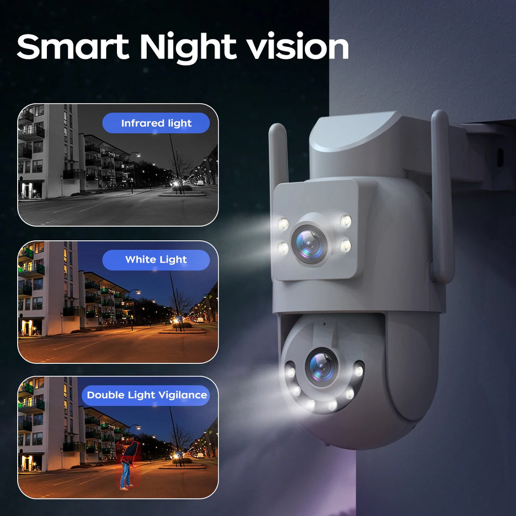 Jooan 6K 10MP WiFi Surveillance Camera,Dual Lens Dual Screen,5X Digital Zoom,Auto Tracking,ONVIF, Outdoor Security PTZ IP Camera
