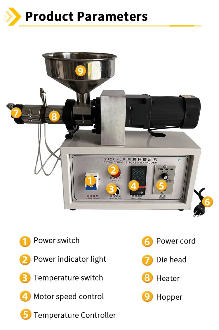 Desktop 3D Filament Extruder Production Line 0.5kg/h for PLA/ABS Filament Making at Home & Workshop