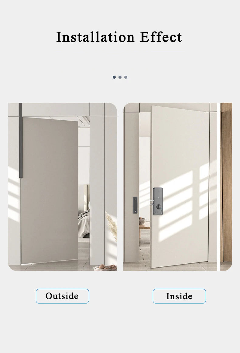 TTLock APP Remote Control Automatic IC Card Motor Lock Invisible No Drill Hole Installation For Wooden Door