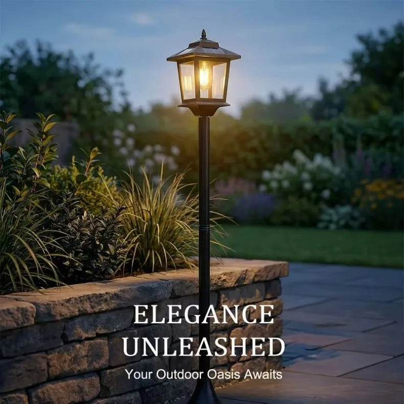 2 Pack 63 Inch Solar Lamp Post Lights, 1800 Lumens Outdoor Solar Landscape Lights with Replaceable Bulbs, IP44 Waterproof Warm White Lighting，Courtyard lights, outdoor solar street lights， for Garden, Patio, Lawn, Pathway