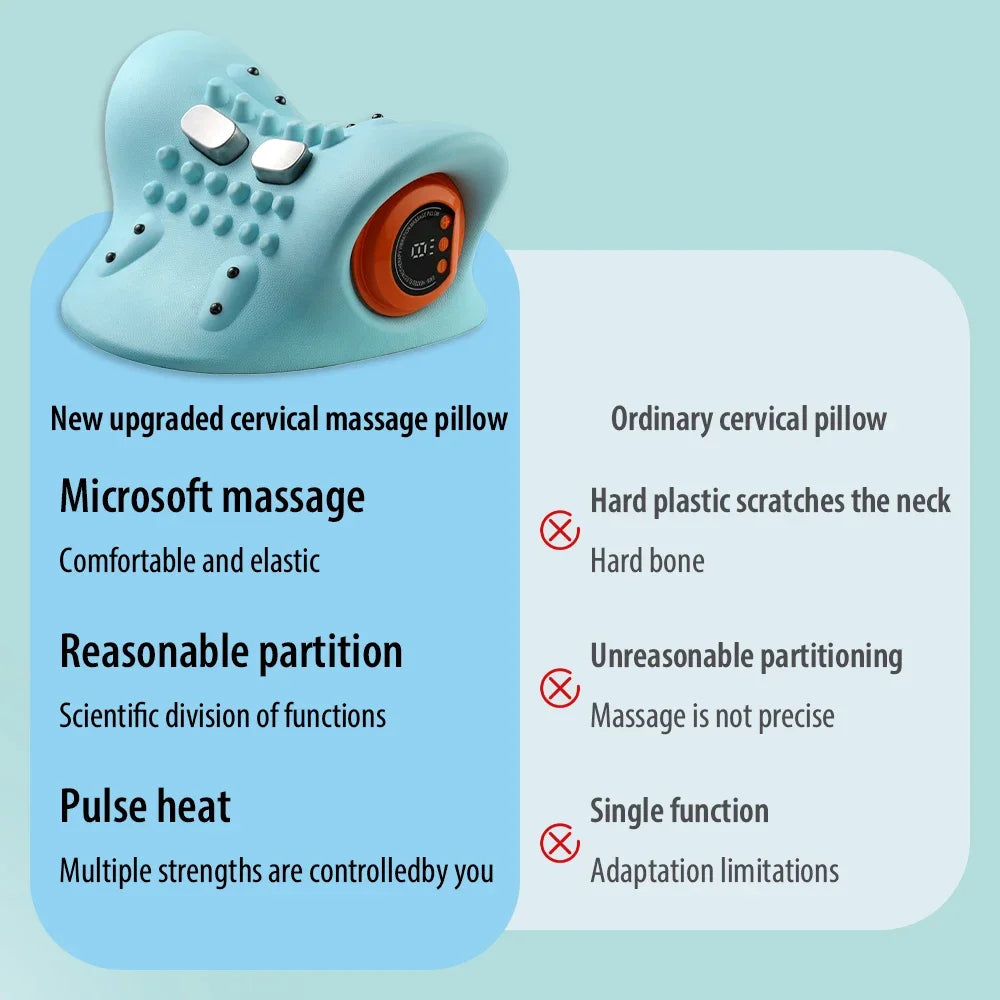Electric Neck Massager with Heat Therapy - Blue Rechargeable Relief Massage Cushion Tidesmit
