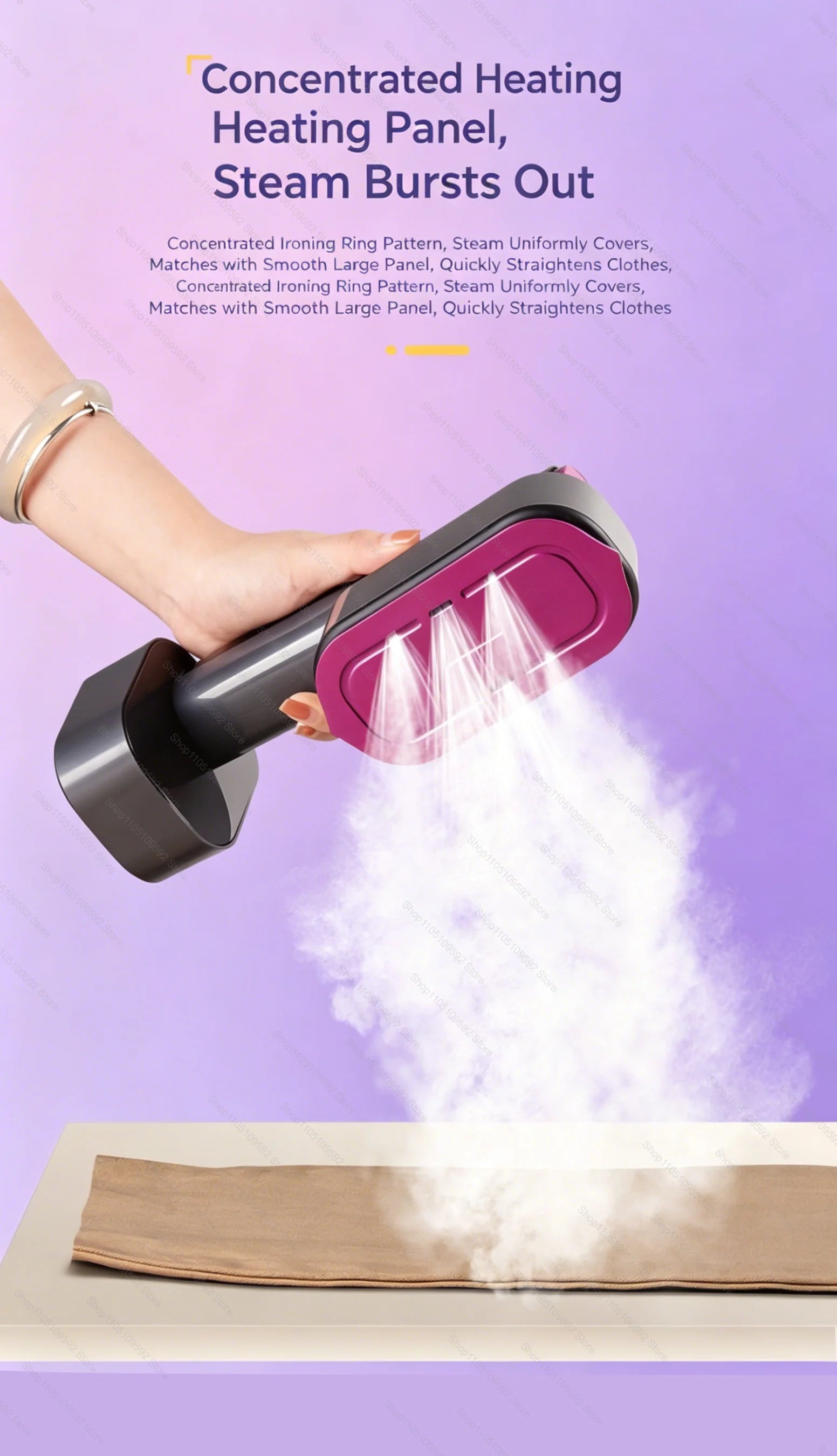 Tidesmit portable mini handheld garment steamer for clothes with fast heating for travel and home use, side view.