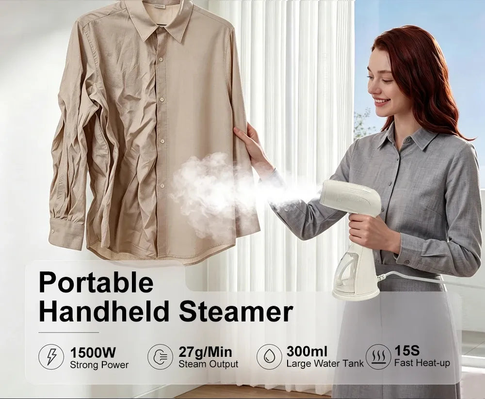 Tidesmit Portable Handheld Clothes Steamer 1500W 300mL
