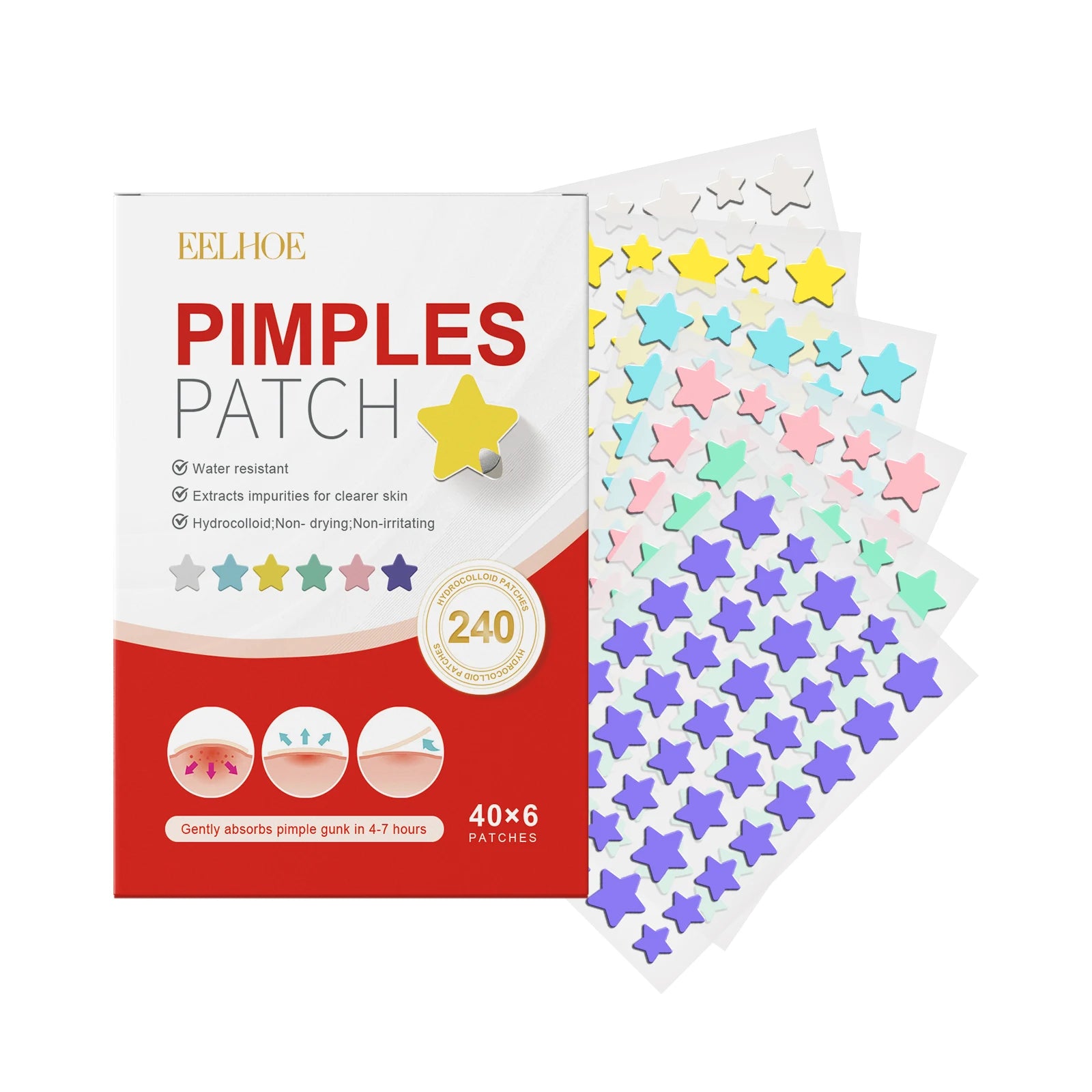 Salicylic Acid Acne Patches 240 Pcs – Shape Assorted Skin Care Scrubs Treatments Star 240Pcs Tidesmit