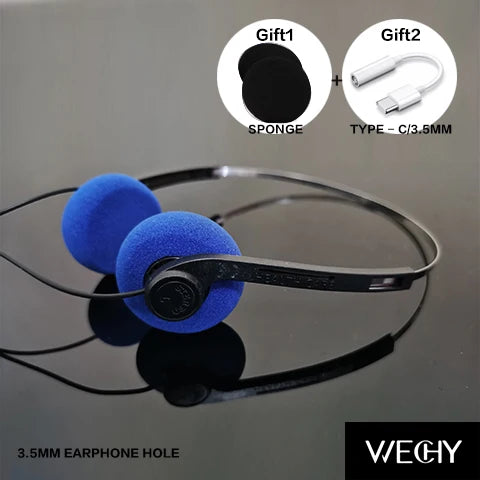 Retro Wired Headphones with Microphone - Lightweight Over-Ear Design Blue-add-Android Tidesmit