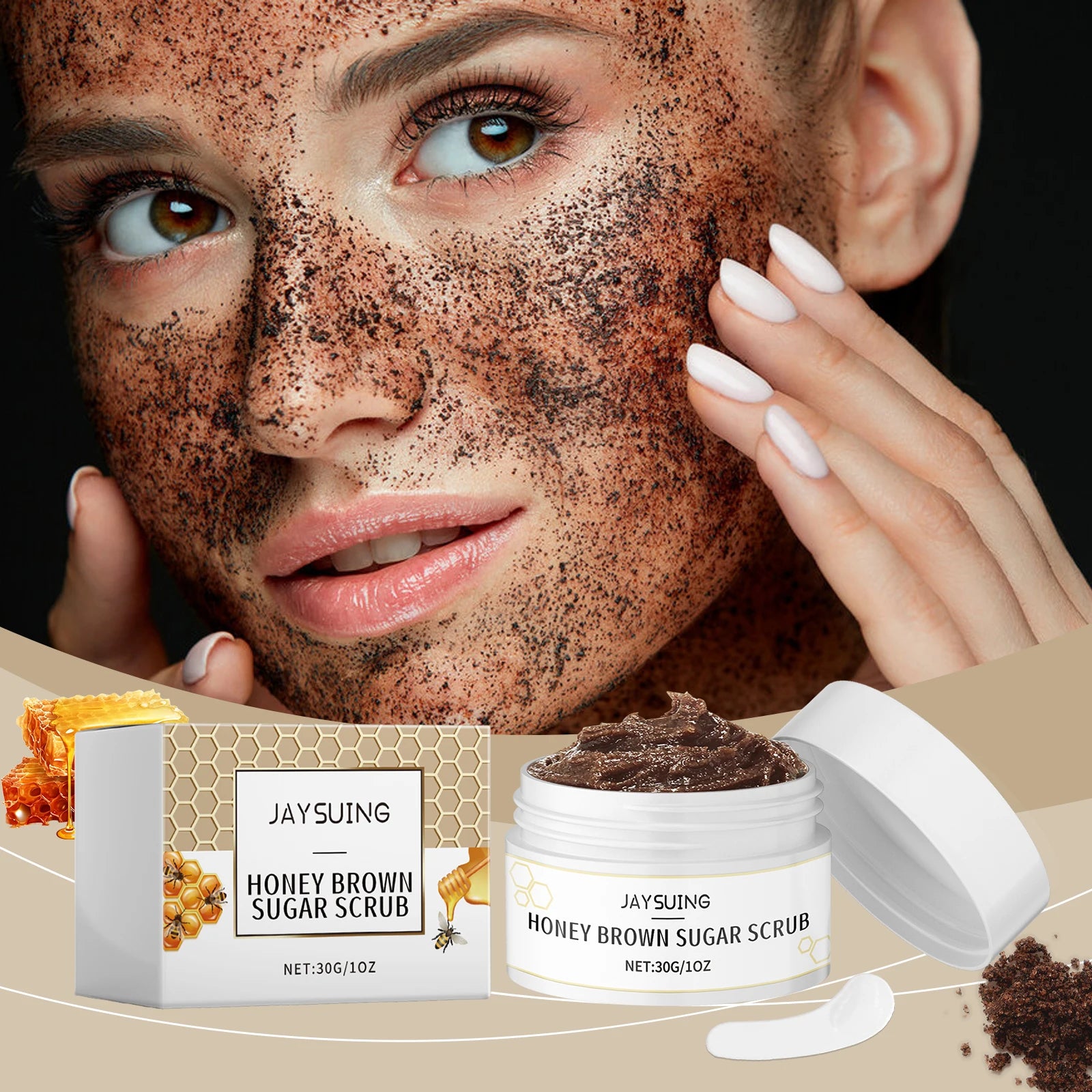 Honey Brown Sugar Scrub: Exfoliating Cream for Refined Pores (30g) Scrubs Treatments 30g Tidesmit