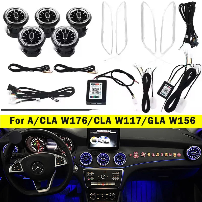 Mercedes-Benz Turbine LED Air Vents - 64 Color Ambient Lighting Kit Tidesmit