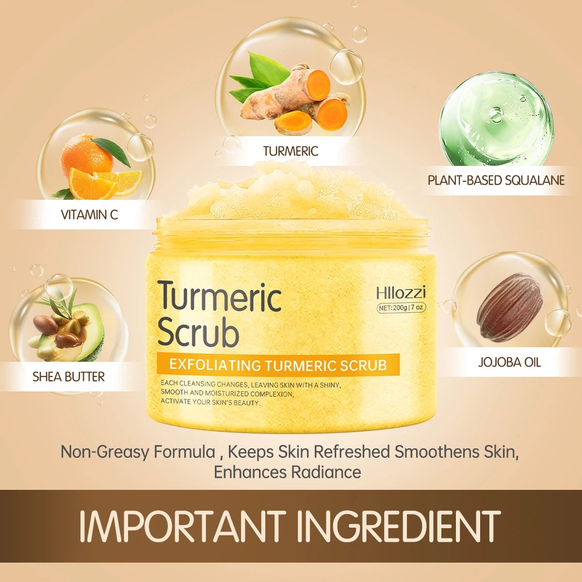 Turmeric Body Scrub: Professional Deep Exfoliation & Hydration (200g) Scrubs Treatments Tidesmit