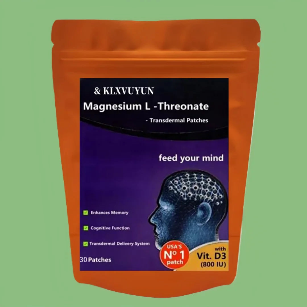 Magnesium L -threonate, Vitamin D3- Promotes Brain Health, Enhances Memory, Concentration & Cognition, Energy Transdermal Patch
