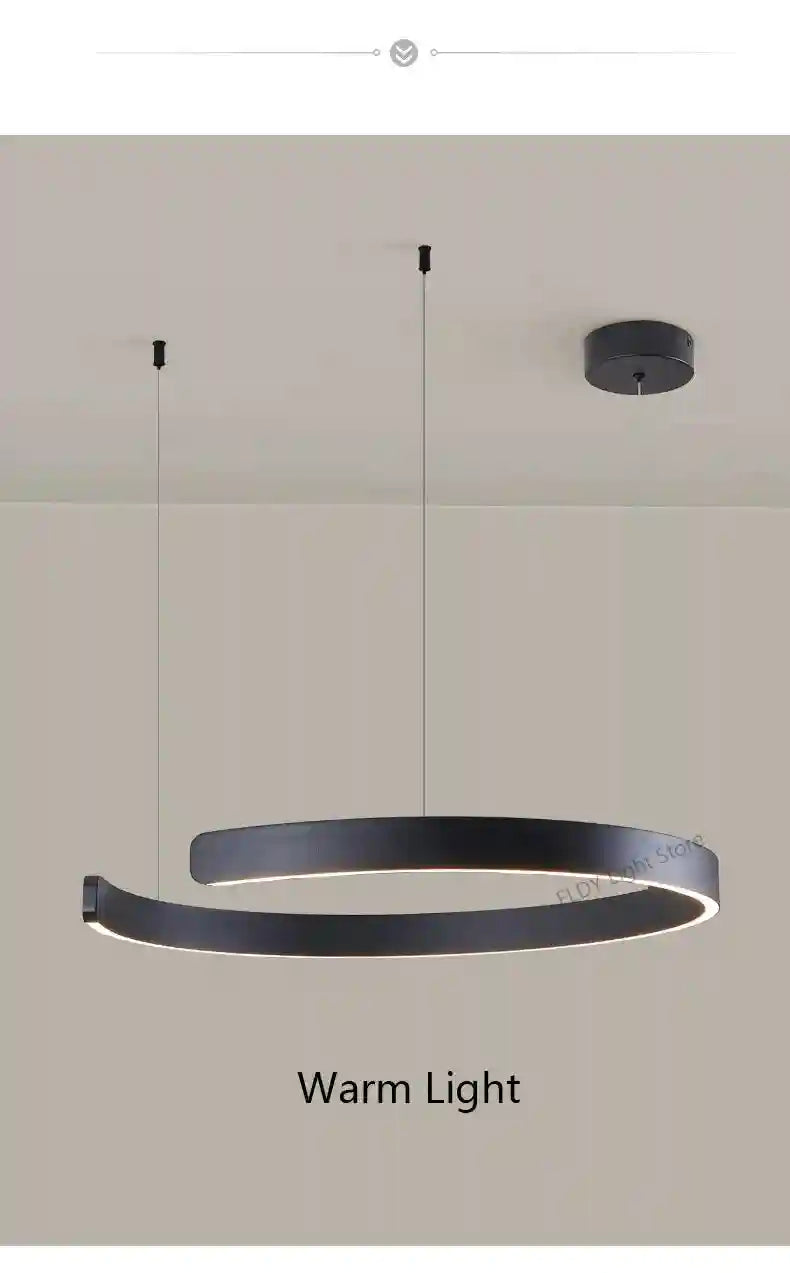Modern 3-Ring LED Chandelier - Adjustable Dimmable Black Finish Tidesmit