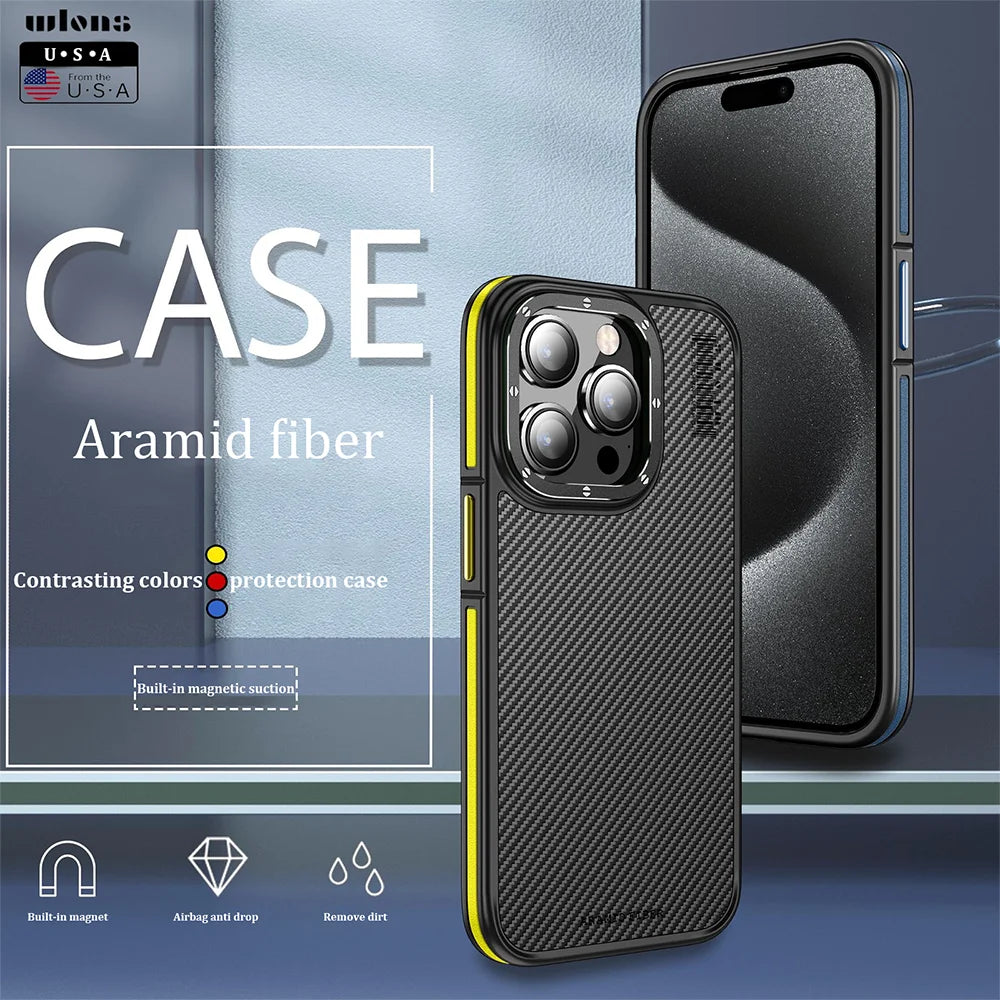 Aramid Fiber Magnetic Case for iPhone 15 Pro - Military-Grade Protection Tidesmit