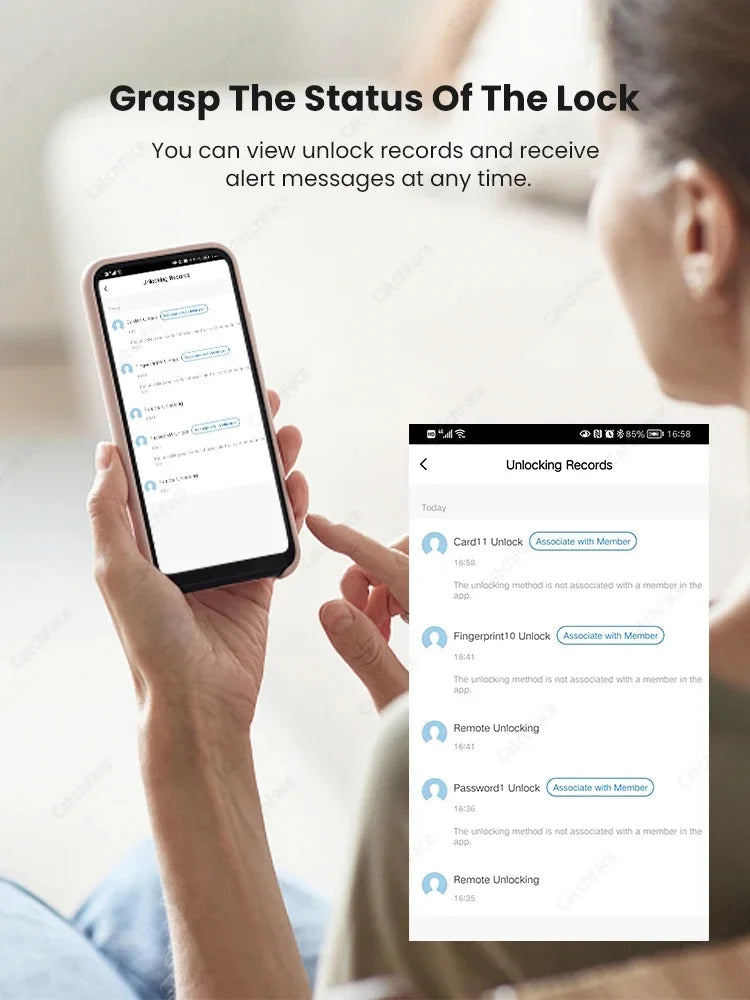 Smart WiFi Door Lock Waterproof Tuya Face Recognition Fingerprint RFID Card Password APP Control Rechargeable Li-Battery Include