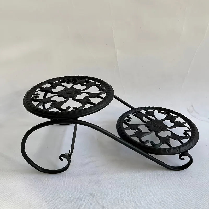 1pc, Double Deck Flower Stand, Hanging Pot Rust-proof Classic Metal Irregular Plant Stand Indoor And Outdoor Can Be Bonsai Other