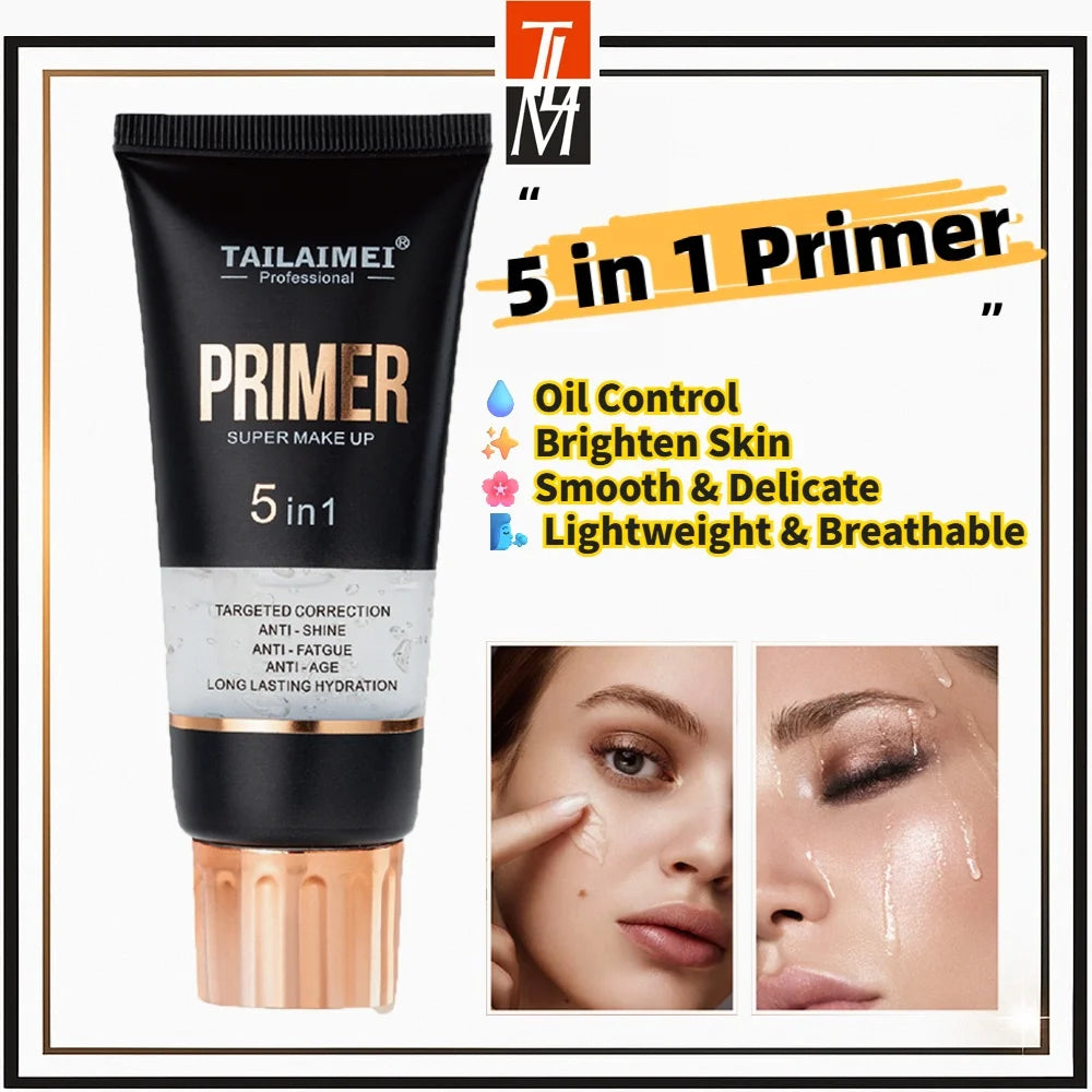 Tidesmit TLM 5 in 1 face makeup primer gel with oil control long lasting moisturizing benefits for smooth application