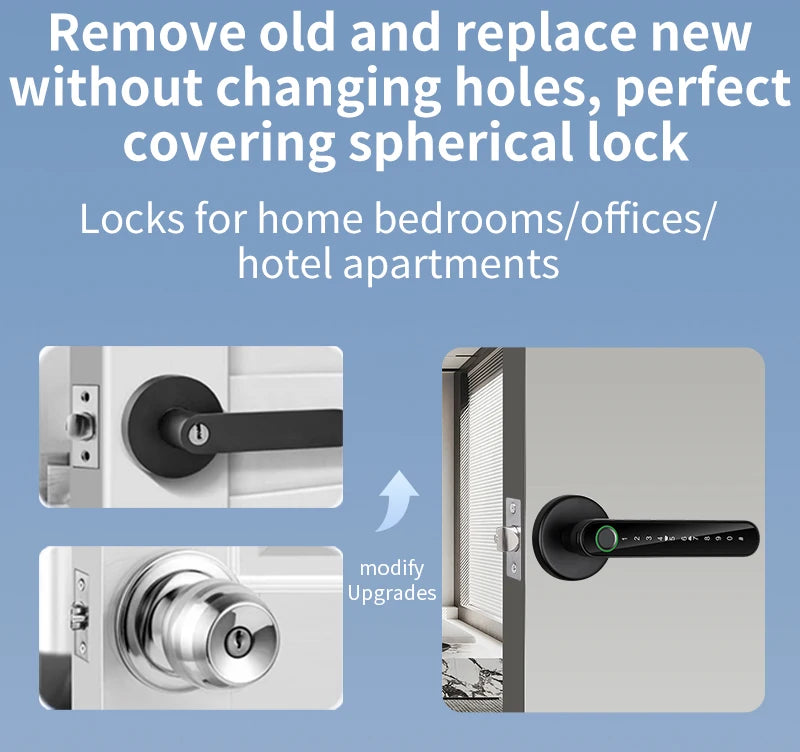 KERUI Fingerprint Door Lock  Works with Tuya Smart Electronic Door Lock with Fingerprint/Password/Key/Tuya APP/Card Unlock
