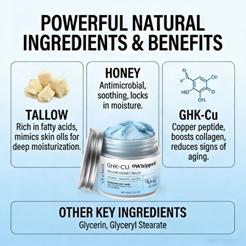 Tidesmit Copper Peptides PDRN GHK-Cu beef tallow blue balm moisturizer texture close-up for mature dry sensitive skin