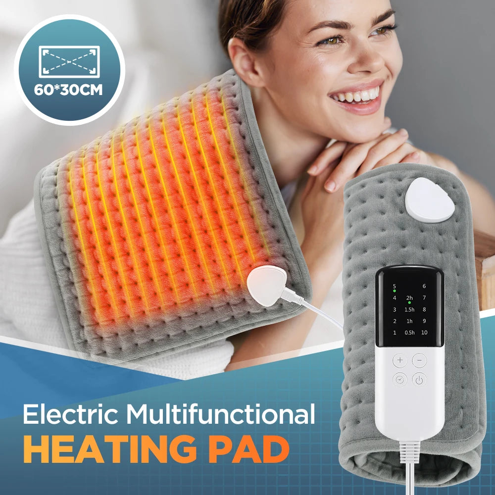 Electric Heating Pad for Muscle Relief - 10 Heat Settings & 4 Timers Body Shaping Massage Equipment Tidesmit