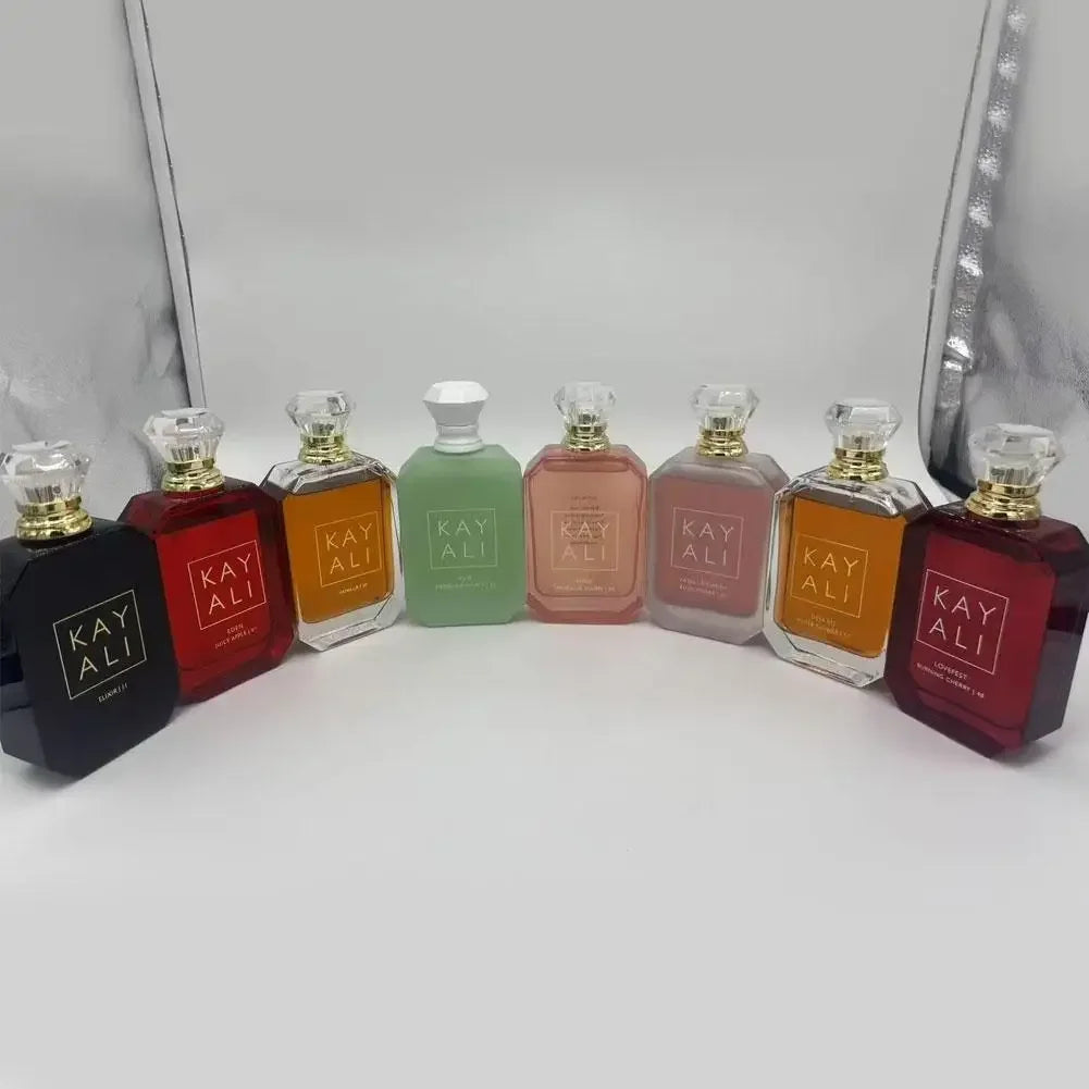 Kayali 100ml Eau De Parfum set. Luxury floral, fruity, vanilla & woody long-lasting signature scent in square bottles.