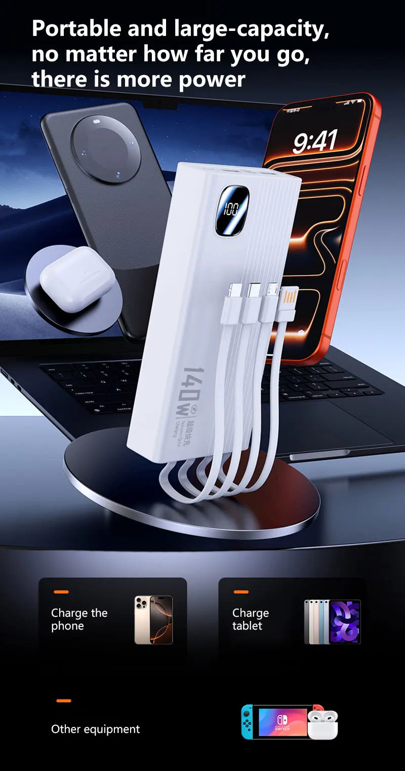 Tidesmit 200000mAh Portable Power Bank - Fast Charging USB-C Travel Battery Tidesmit