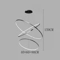 Modern LED Ring Pendant Light for Dining Room | Adjustable Black Finish black 3 rings Tidesmit