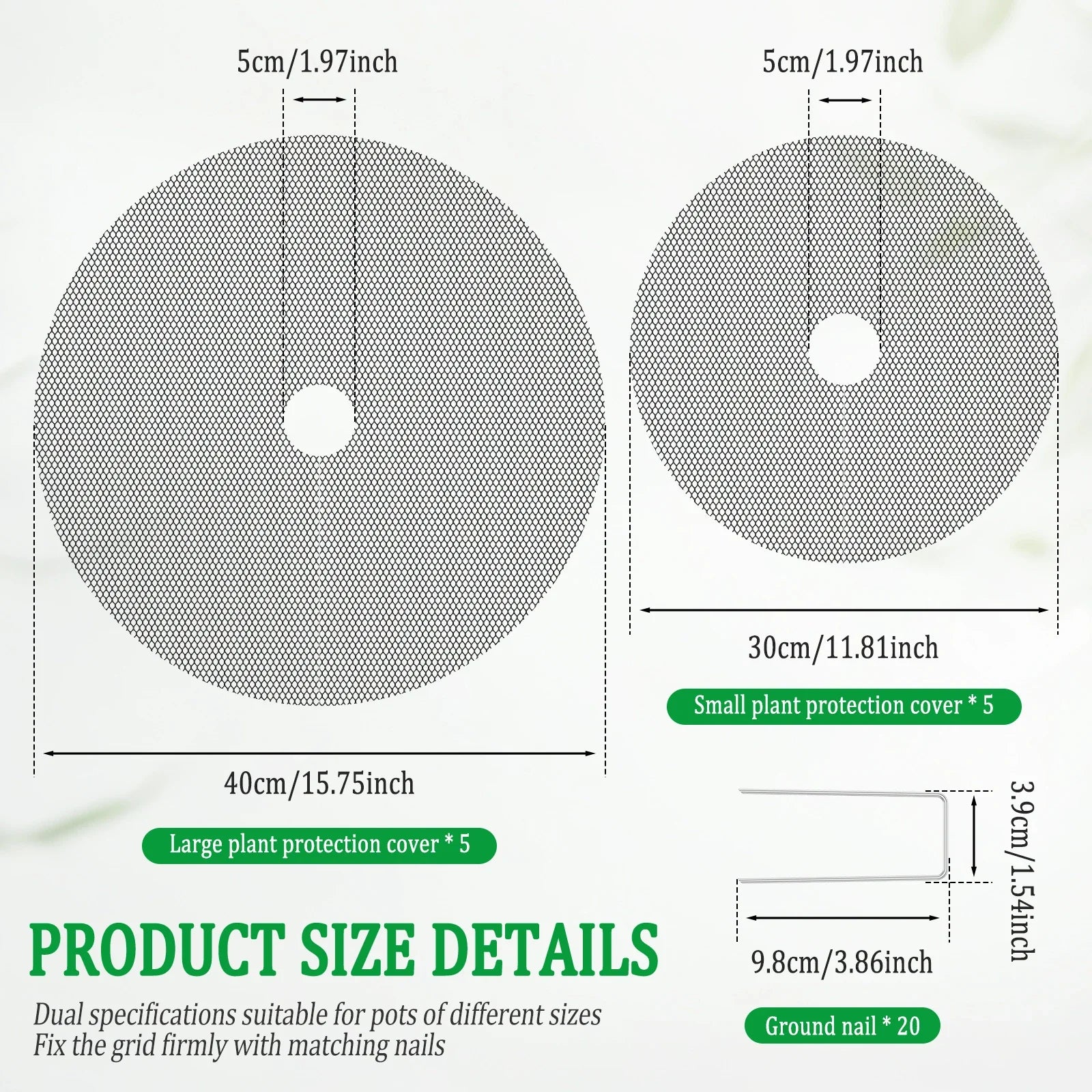 10Pcs Flower Pot Grid 30cm 40cm Planter Pot Soil Protector Cover with 20 Metal Ground Stake Indoor Outdoor Gardening Accessories