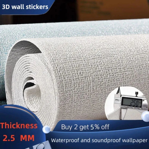 3D wall panel wallpaper roll, gray textured foam sheet and thick edge