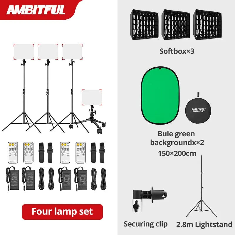 60W LED Video Light Panel | Adjustable Color Temperature Studio Kit Kit 10 Tidesmit