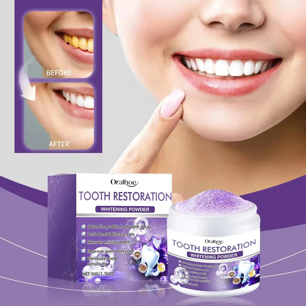 Tidesmit purple teeth whitening powder for tartar and plaque removal with mineral restoration for fresh breath