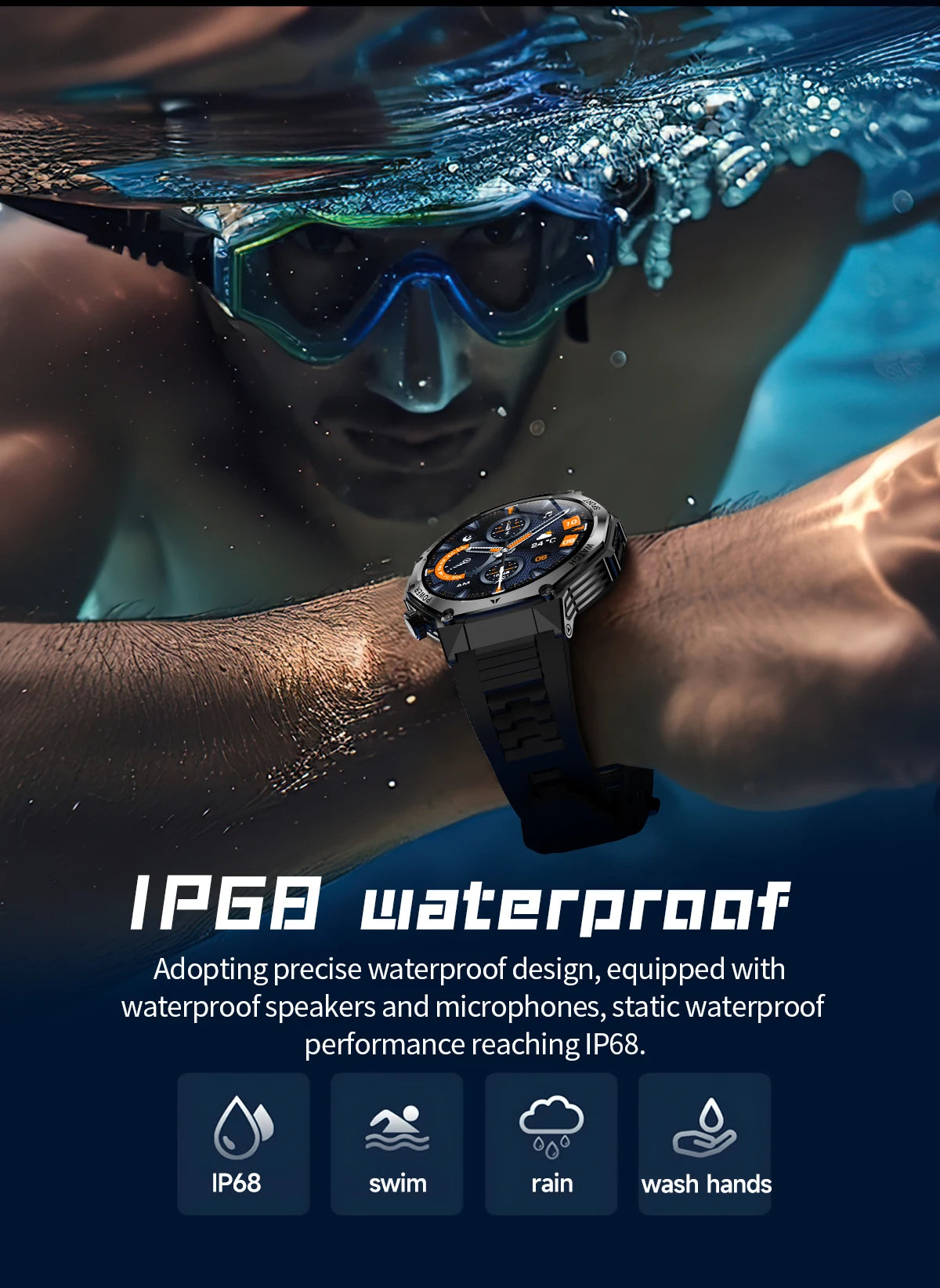 YLL-AK82 Outdoor Sport for Smart Watch Fitness Tracker Sleep Tracker IP67 Waterproof AMOLED Screen Heart Rate Monitor