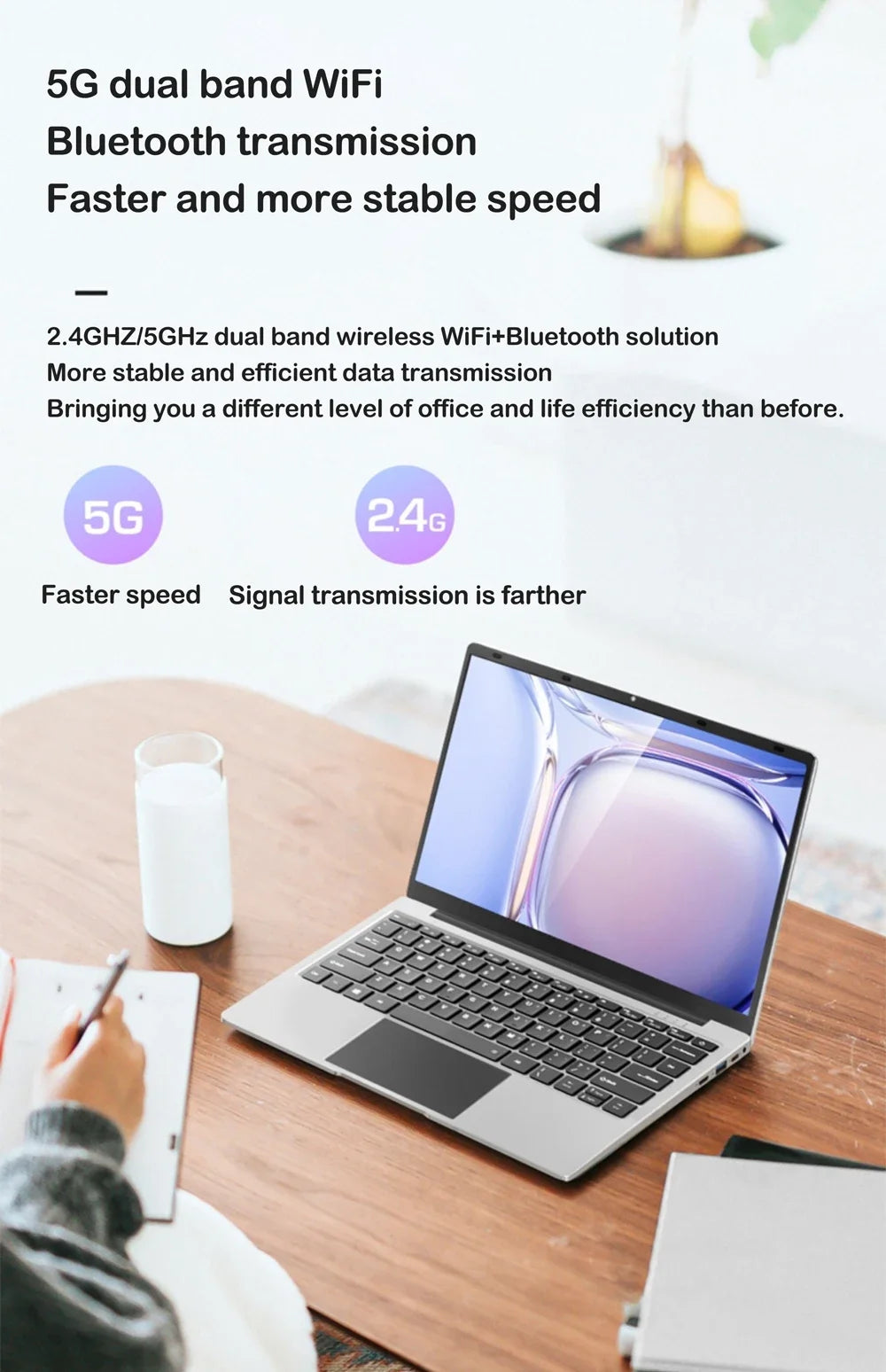 Cost Saving Home Office Stable Business Laptop 14.1 Inch 120Hz IPS Screen Intel 4405U 5000mAh 32GB 2TB SSD Backlit Keyboard