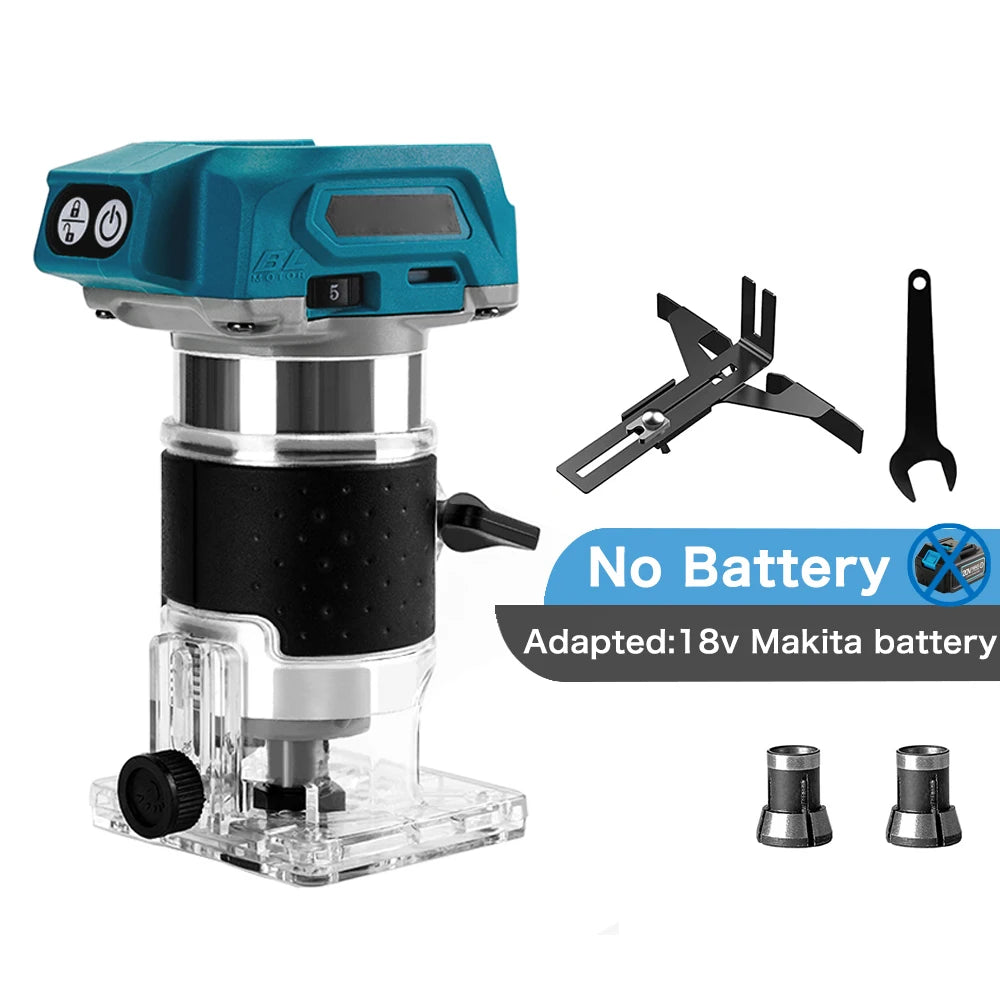 Brushless Wood Router Wood Trimmer Machine Electric Hand Trimmer Carpentry Tool Woodworking Trimming for Makita 18V Battery