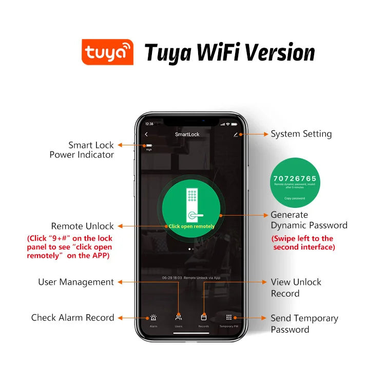 Waterproof Outdoor Smart Door Lock Tuya WiFi Fingerprint Password IC Card TTLock APP Alexa Google Home Entry Electronic Rim Lock