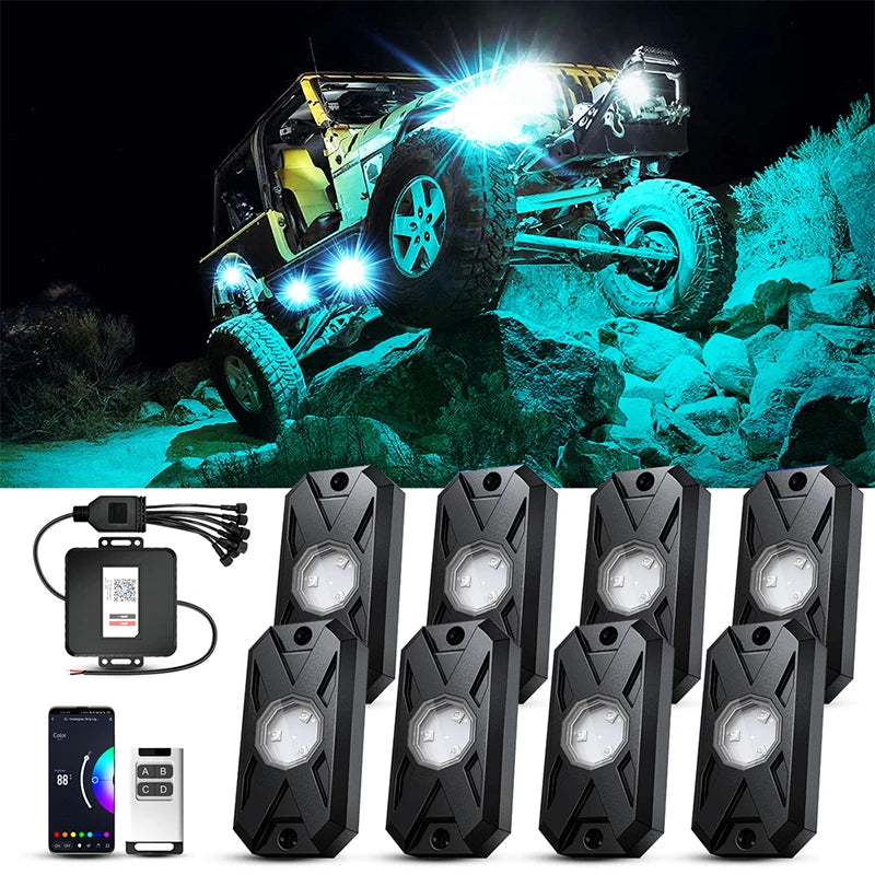 Underglow Rock Lights RGB LED Kit for Truck ATV UTV - Tidesmit EL-XDP-8 Tidesmit
