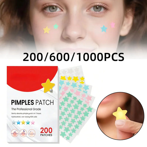 Hydrocolloid acne pimple patch set, 200 patches, box packaging.