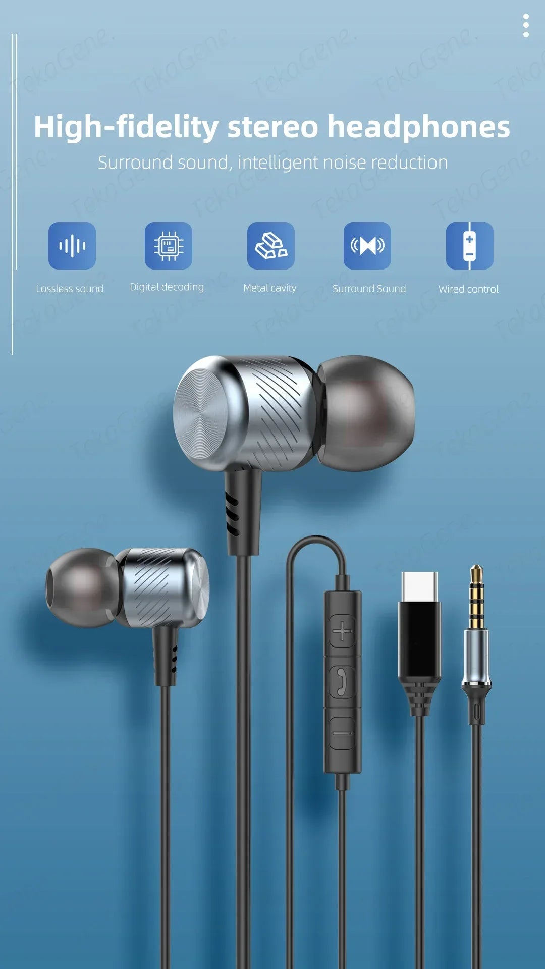 Wired Metal In-Ear Headphones with Mic by Tidesmit - 6 Variants Tidesmit